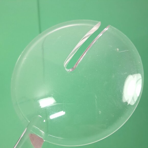 Lucite Acrylic Salad Serving Fork & Spoon Set clear Acrylic Modern Utensils MCM - Picture 5 of 12